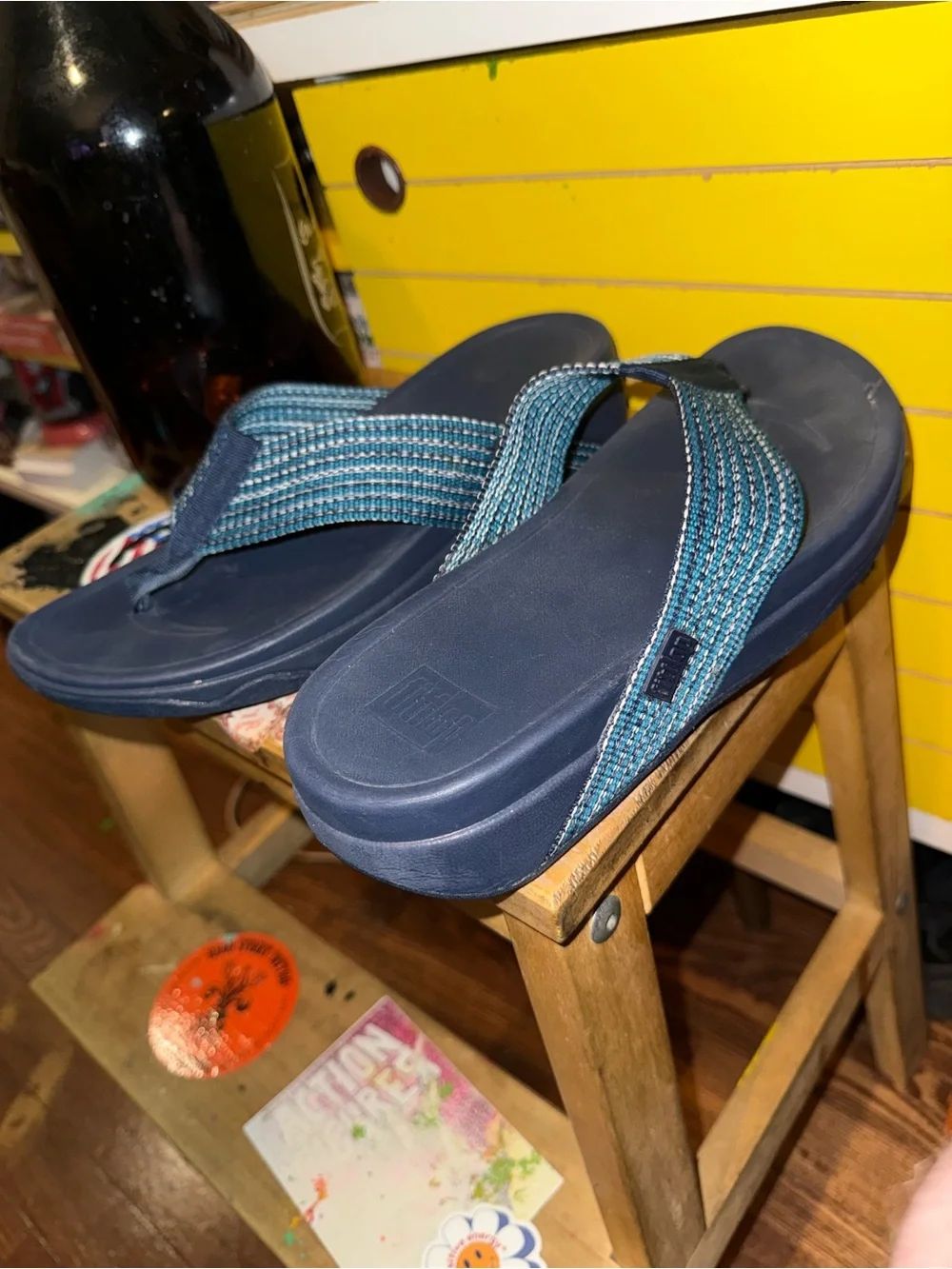 Fitflop Navy and Teal Women's Woven Strap Sandals